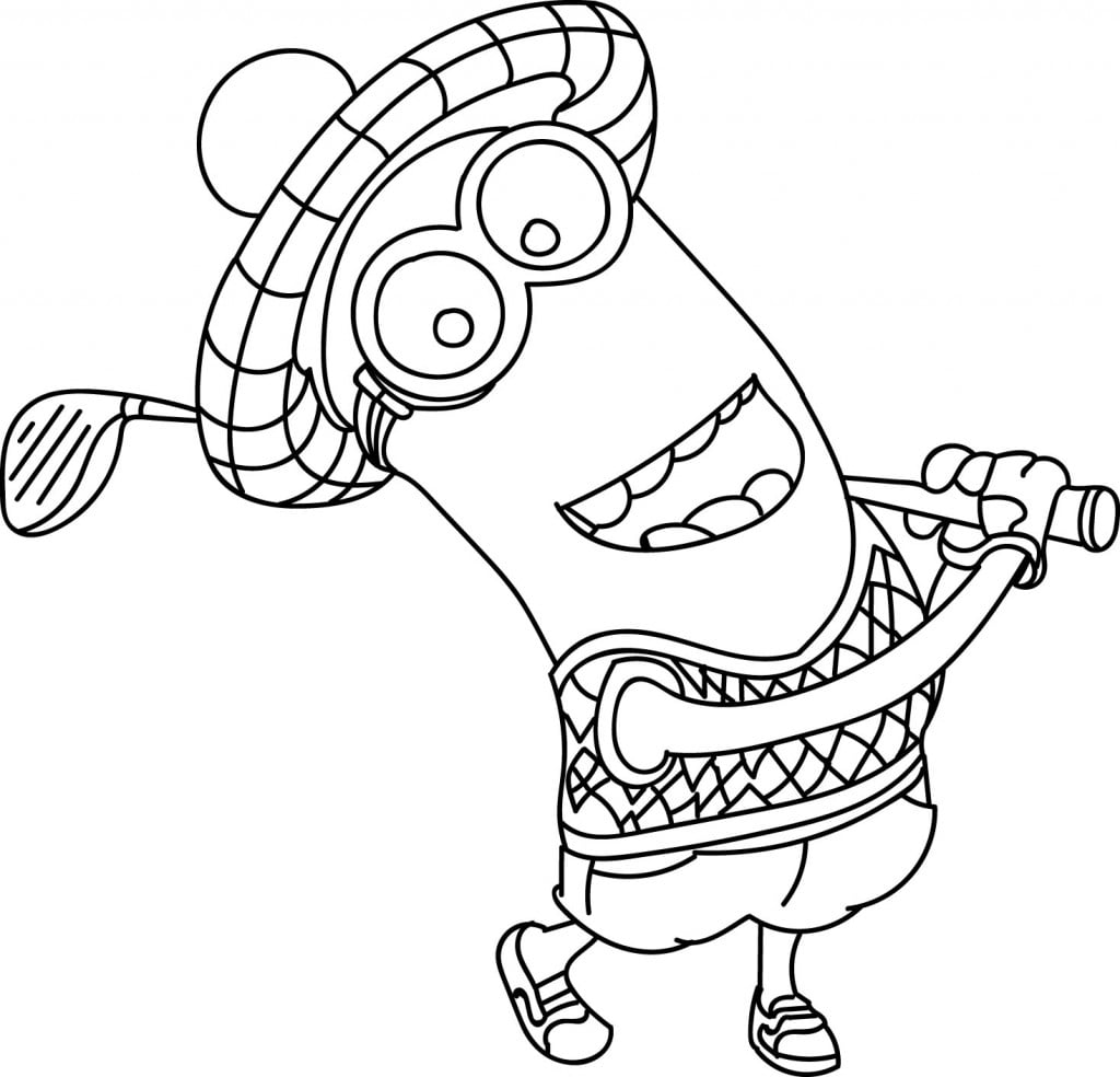 Minion Kevin Golf Coloring Page Wecoloringpage