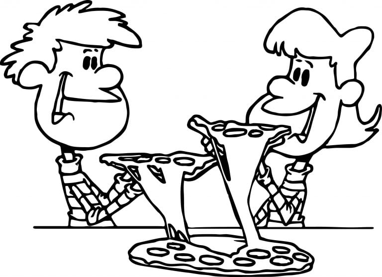 Dinner Pizza Cartoon Coloring Page Wecoloringpage