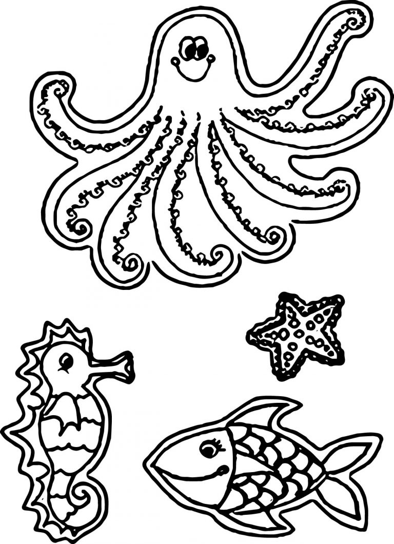 Sea Creatures Coloring Page | Wecoloringpage.com