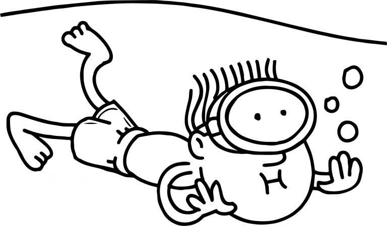 Underwater Cute Boy Coloring Page | Wecoloringpage.com