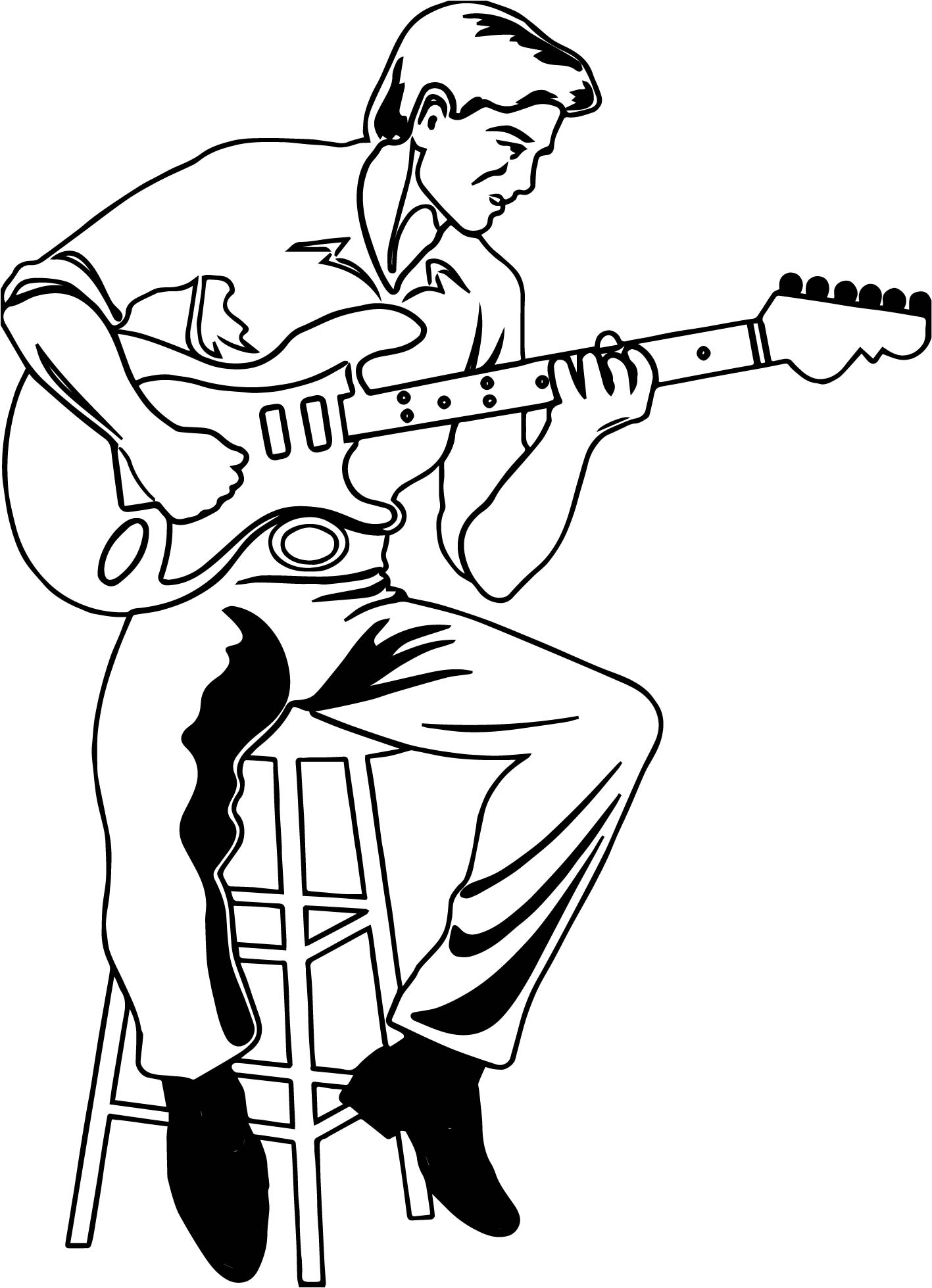 Illustration A Man Playing An Electric Playing The Guitar Coloring Page