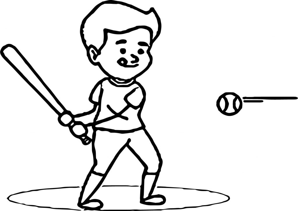 Little League Player Hitting Baseball Coloring Page | Wecoloringpage.com