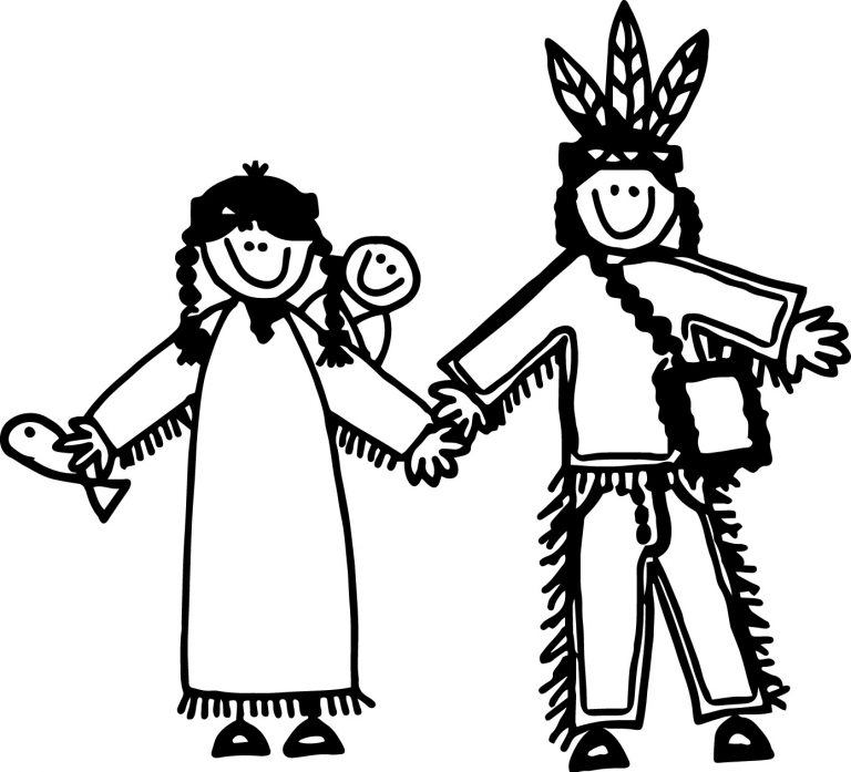 Pilgrims And Indians Coloring Page | Wecoloringpage.com