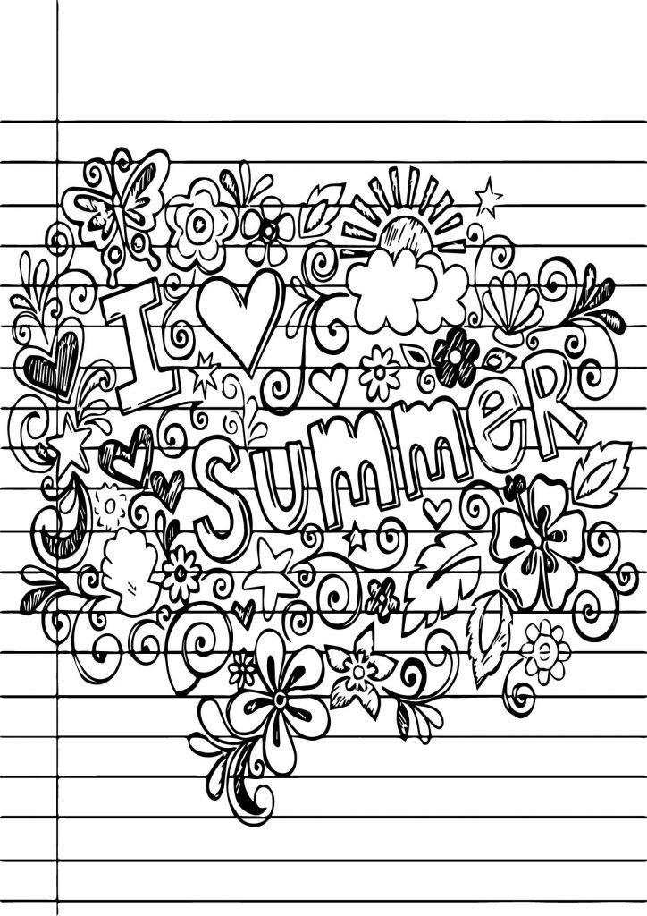 Summer I Love Heart Coloring Page | Wecoloringpage.com