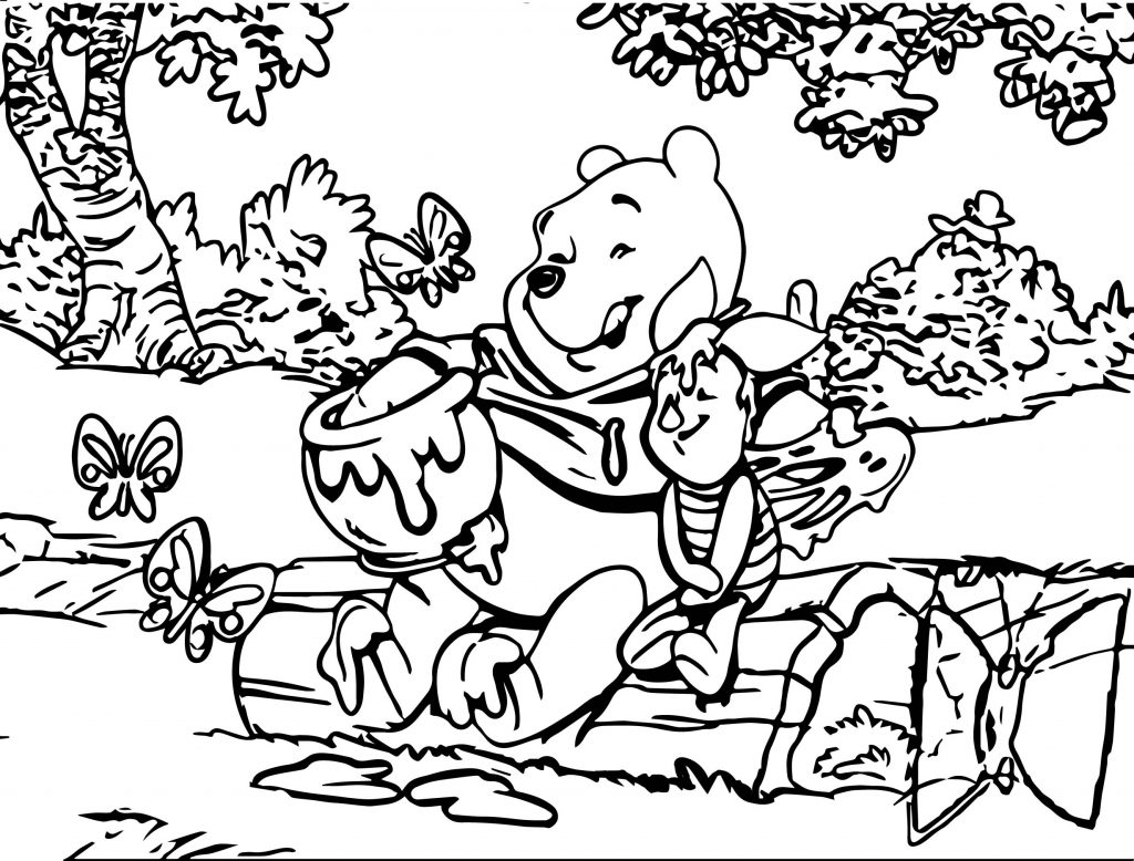 Winnie The Pooh Eating Honey Coloring Page | Wecoloringpage.com