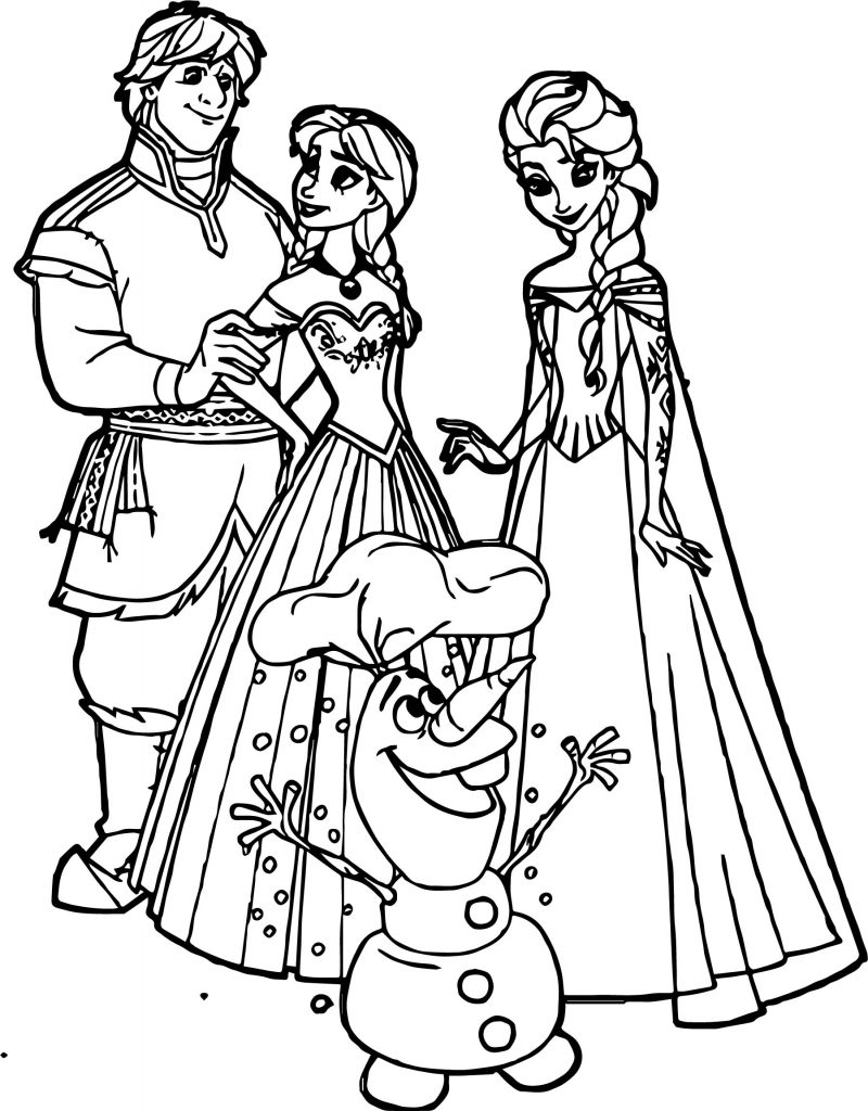 Anna Kristoff Elsa Olaf Coloring Page Wecoloringpage