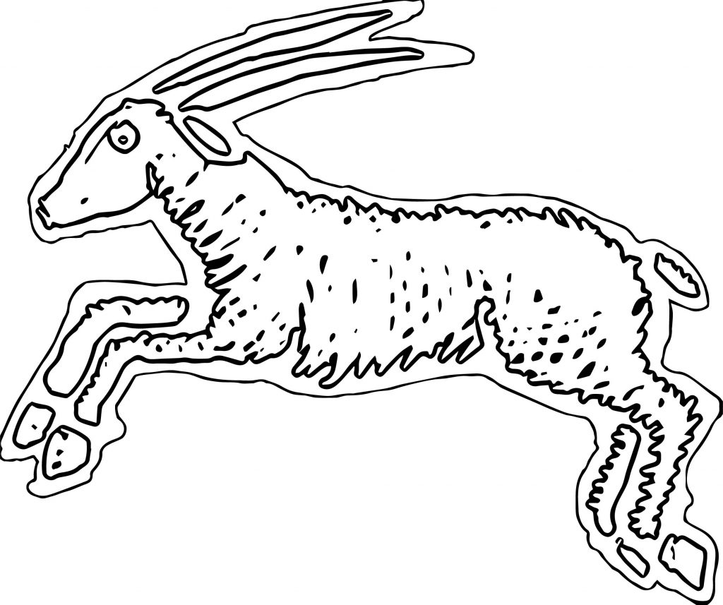 Antelope Jumping Side View Coloring Page | Wecoloringpage.com