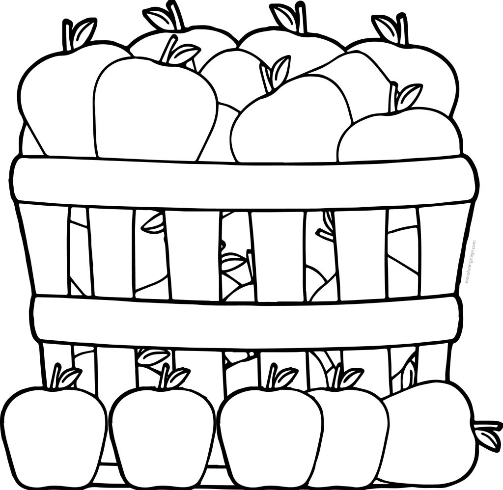 Apples In Basket Coloring Page Wecoloringpage