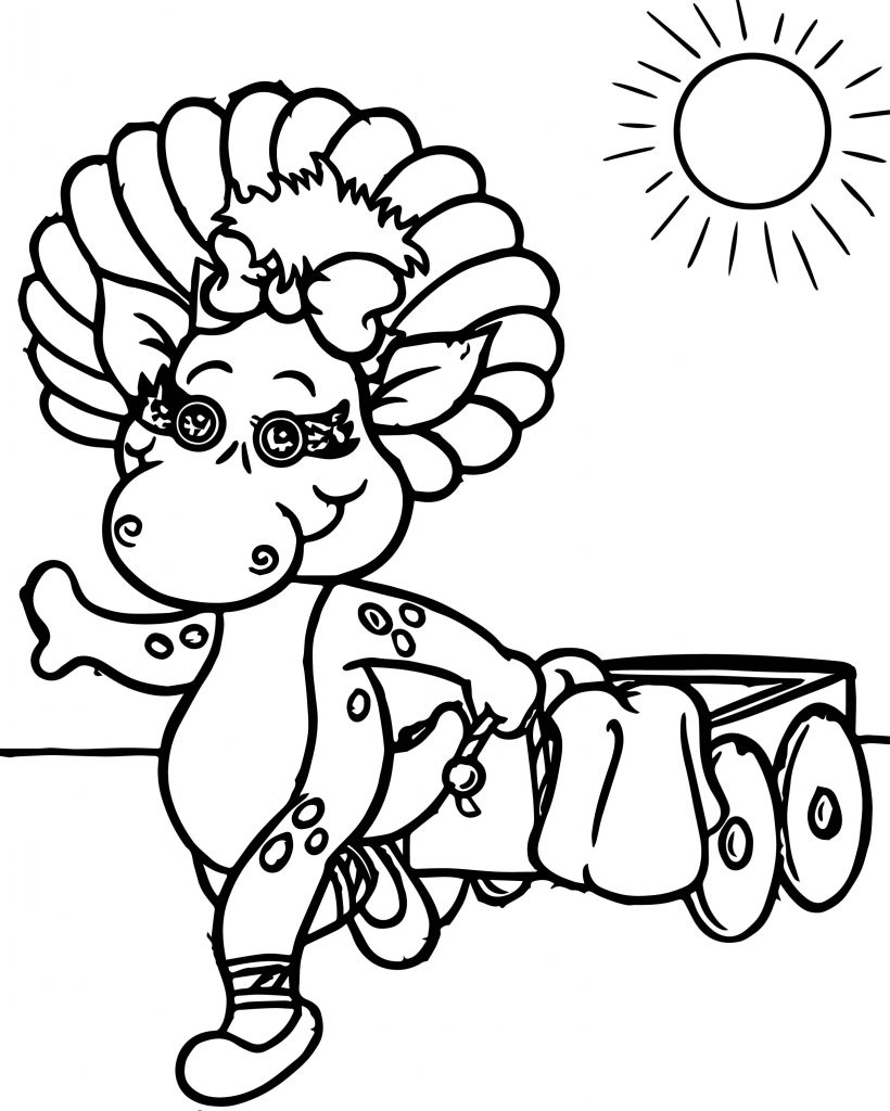 Baby Bop Is Pulling Her Wagon Coloring Page Wecoloringpage