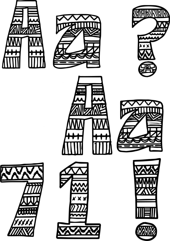 Aztec Numbers And Letters Sign Coloring Page Wecoloringpage