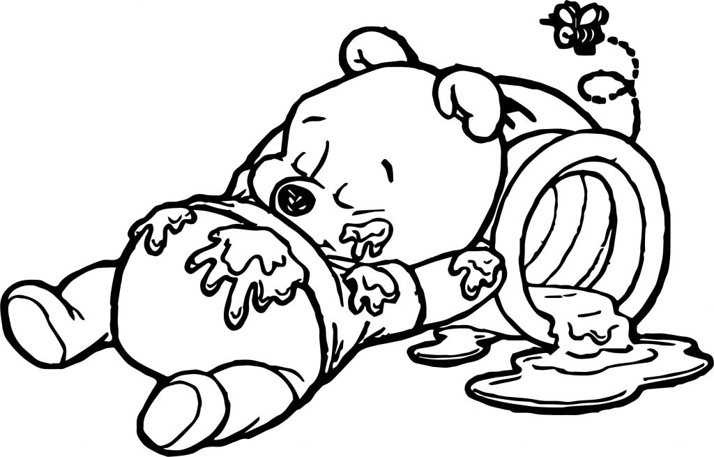 Sleep Baby Pooh Honey Coloring Page | Wecoloringpage.com