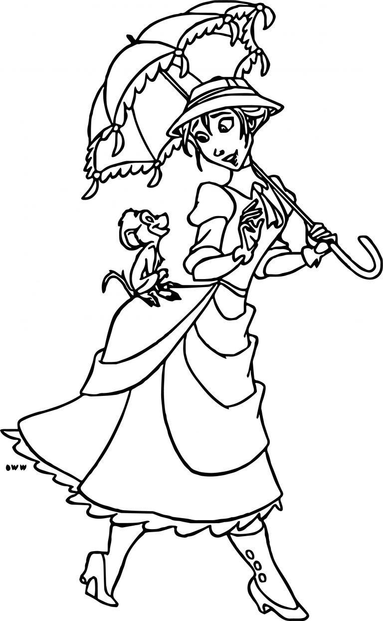 Walking Jane Parasol Monkey Coloring Page | Wecoloringpage.com