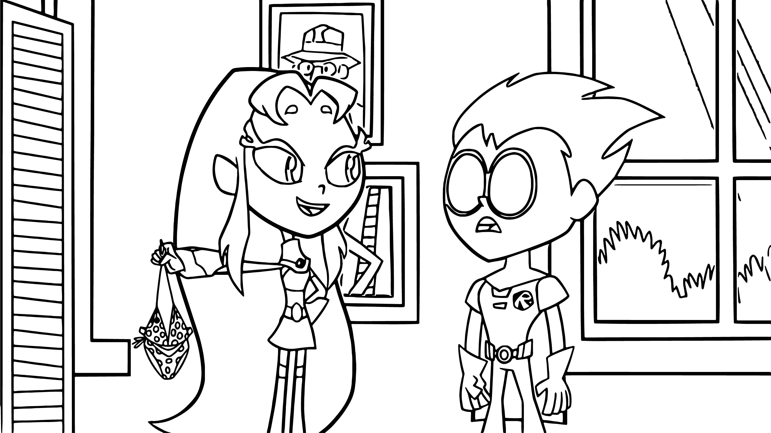 Teen Titans Go Robin Team And Girl Coloring Page