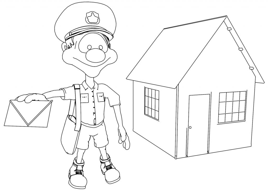 Post Man On The House Comic Cartoon Coloring Page | Wecoloringpage.com