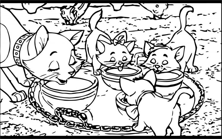 Disney The Aristocats Girl Cat Walking Coloring Page 