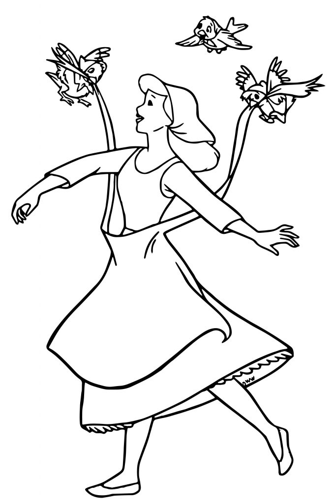 Cinderella Mice And Birds Coloring Pages Wecoloringpage