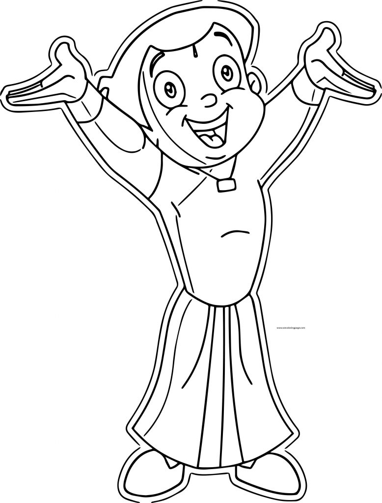 Wooden Cut Outs Happy Chhota Bheem Original Coloring Page