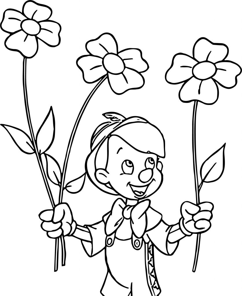 Pinocchio Flowers Coloring Pages Wecoloringpage