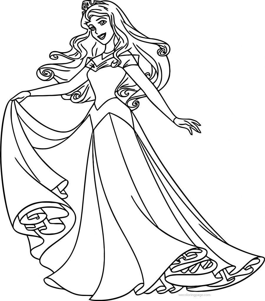 Beautiful Disney Three Princess Dance Time Coloring Page 