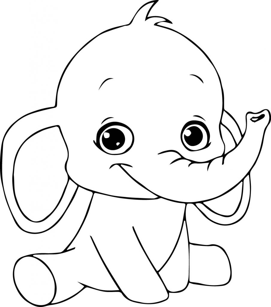 Cartoon Baby Elephant Cute Coloring Page | Wecoloringpage.com