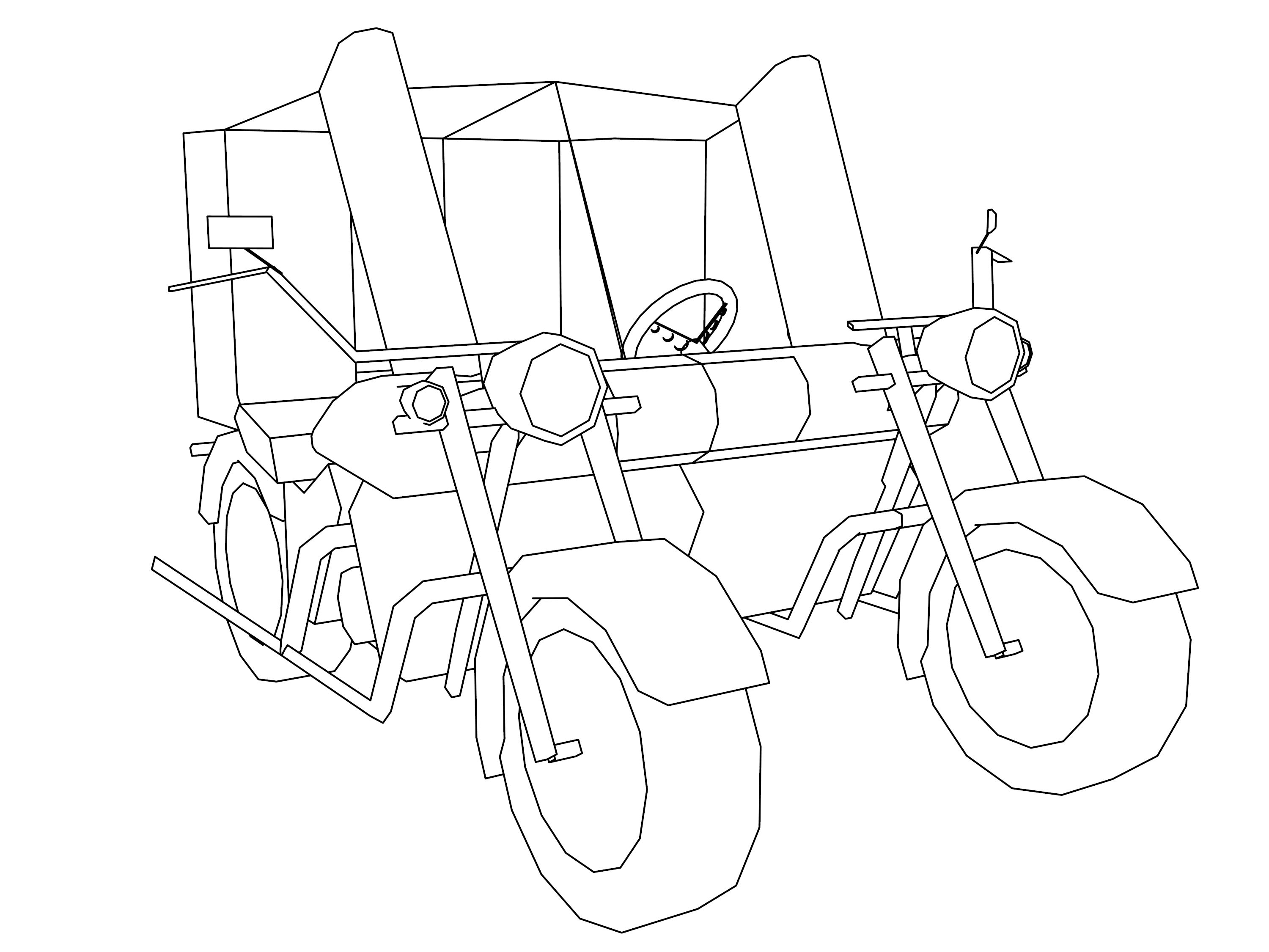Motorcycle Car Coloring Page