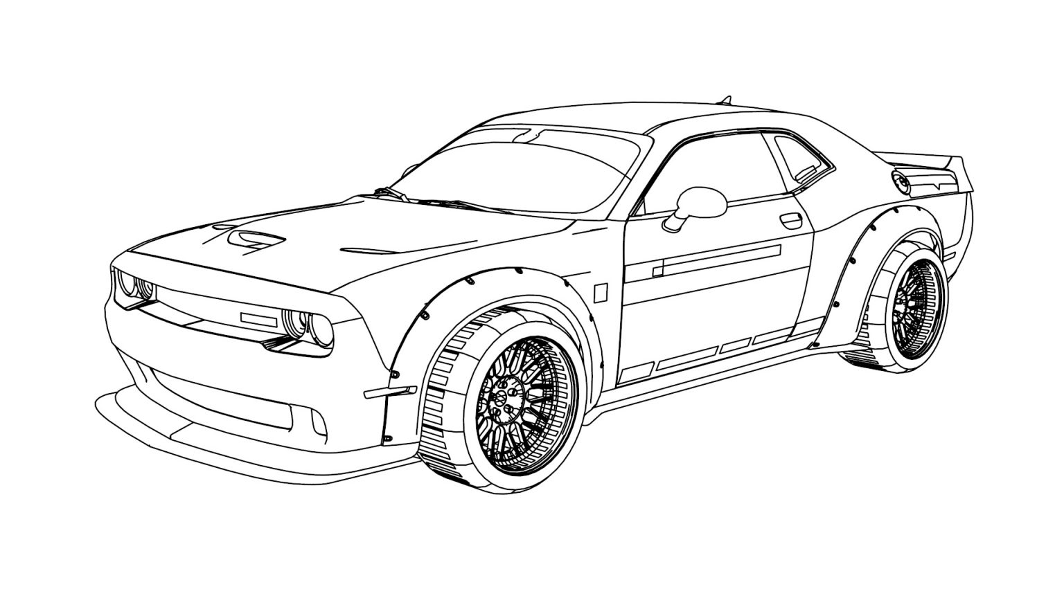 Dodge Challenger SRT Hellcat LBW 2015 Coloring Page  Wecoloringpage.com