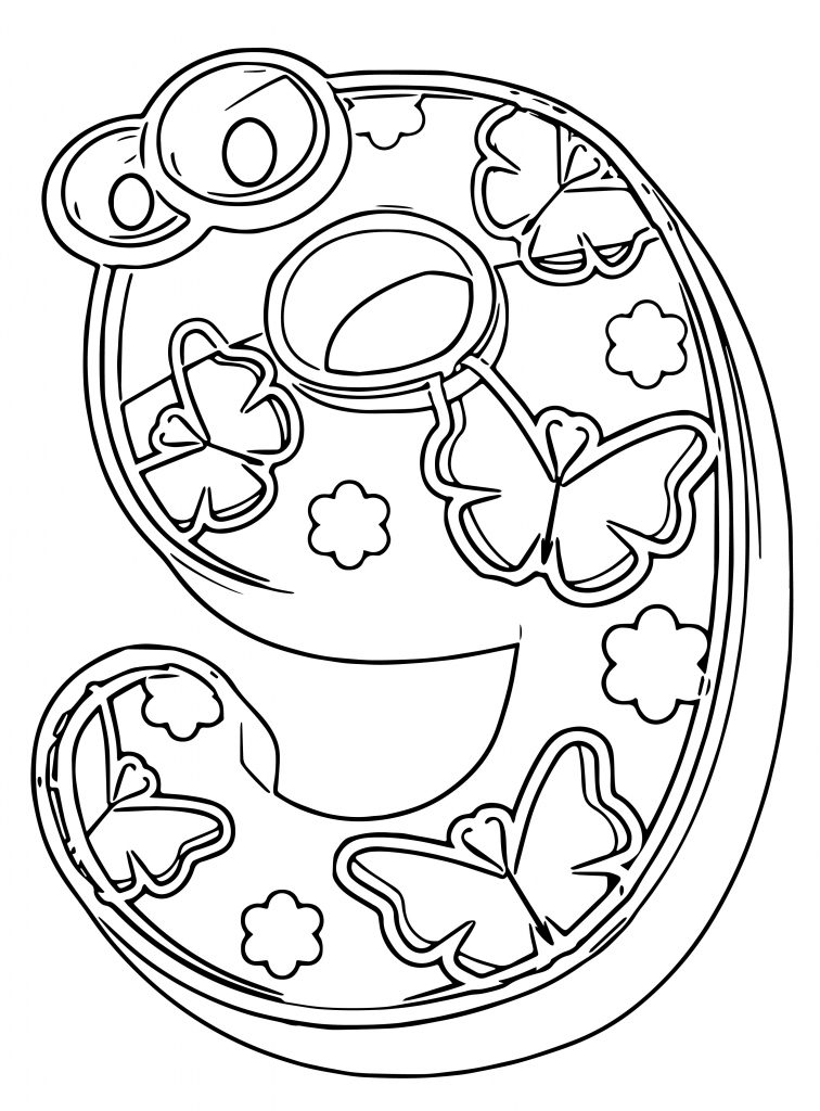 Cute Number Nine Coloring Page Wecoloringpage