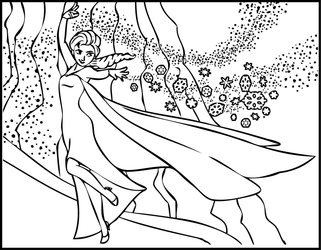 Elsa the Snow Showing Magic Coloring Page - Wecoloringpage.com