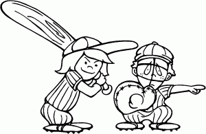 Playing Baseball Coloring Pages