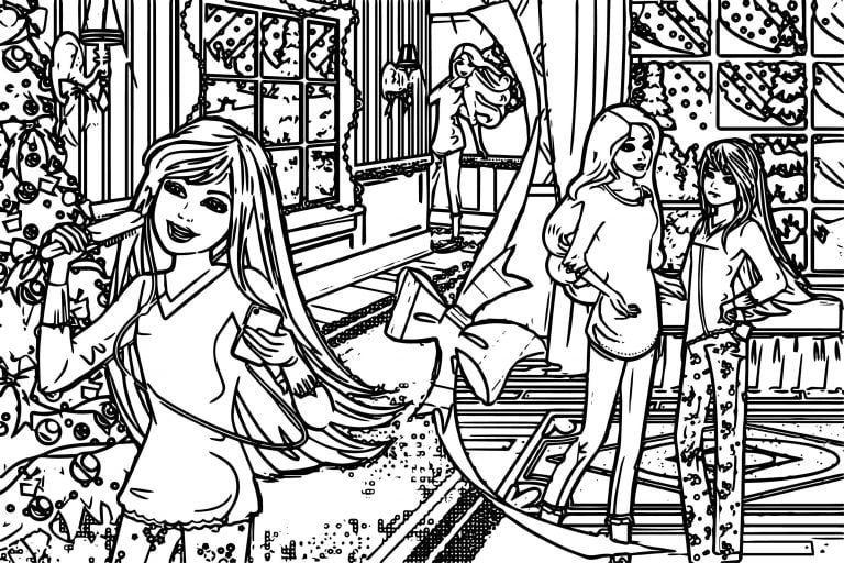 Barbie Chrismas Coloring Pages - Wecoloringpage.com