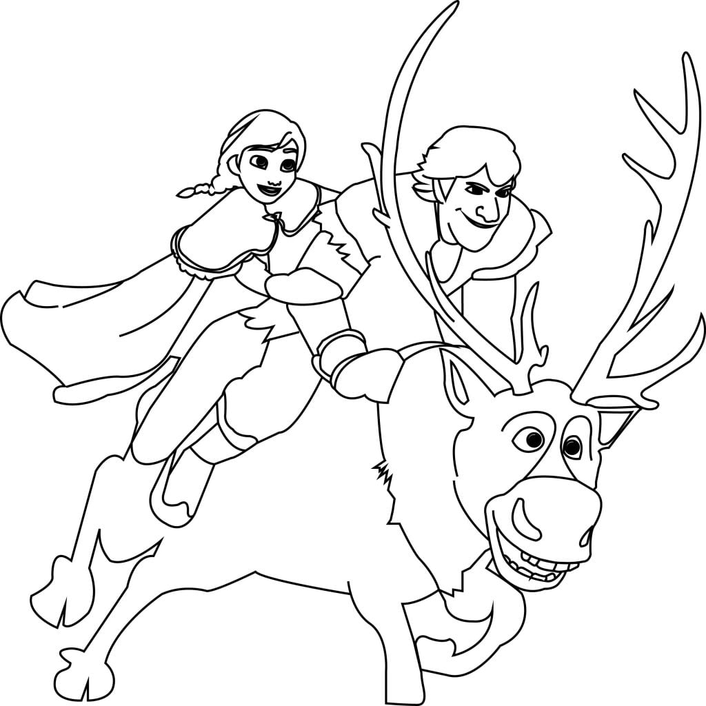 Anna Kristoff And Sven Coloring Page - Wecoloringpage.com