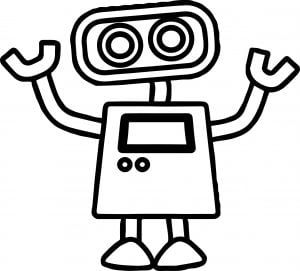 Basic Cute Robot Coloring Page
