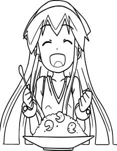 Laugh Squid Girl An Eat Food Coloring Page