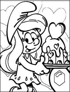 Smurfin Cake Coloring Page