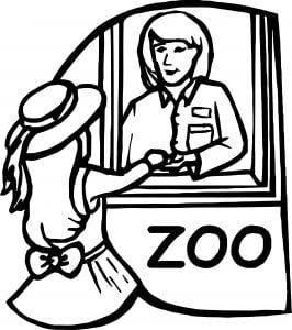 Zoo Girl Cashier Desk Coloring Page