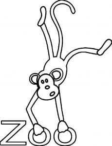 Zoo Text Monkey Coloring Page