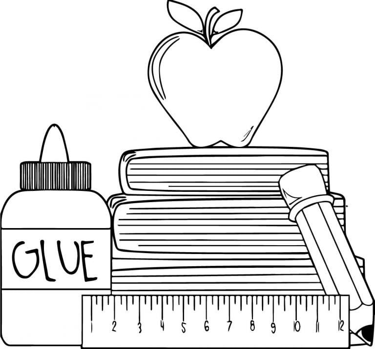 1st Grade School Glue Apple Coloring Page - Wecoloringpage.com