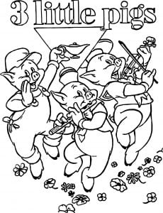 3 Little Pigs Music Coloring Page