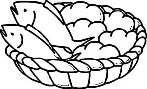 5 Loaves Bread And 2 Fish Coloring Page