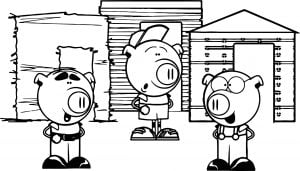 Cartoon 3 Little Pigs Coloring Page
