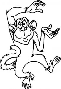 Cute Monkey Cartoons Monkey Coloring Page