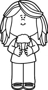 Girl Holding Cupcake Coloring Page
