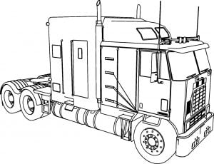 International 9600 Long Trailer Truck Coloring Page