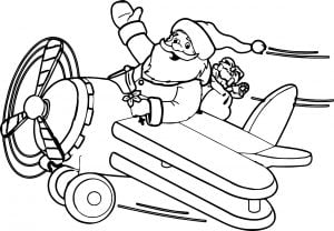 Santa With Airplane Coloring Page
