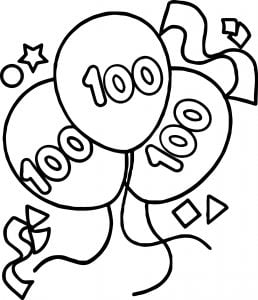 100 Days Balloon Coloring Page