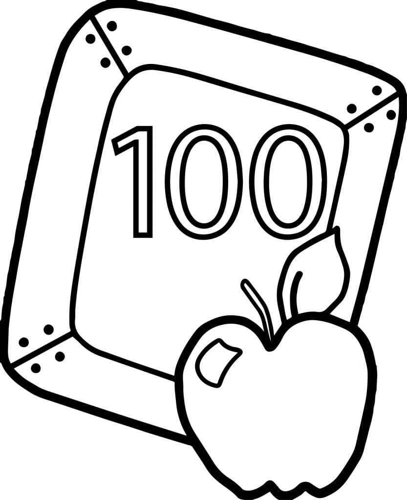 100 Days Of School Apple Board Coloring Page - Wecoloringpage.com