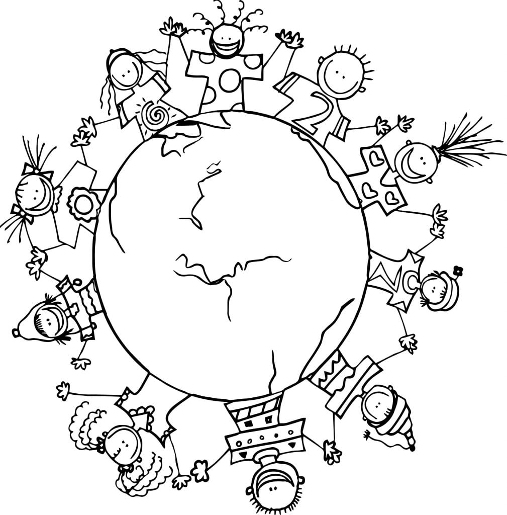 Around World Computer For Kids Coloring Page - Wecoloringpage.com