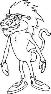 Baboon Cartoon Animal Coloring Page