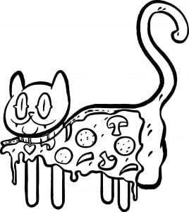 Cat Pizza Coloring Page