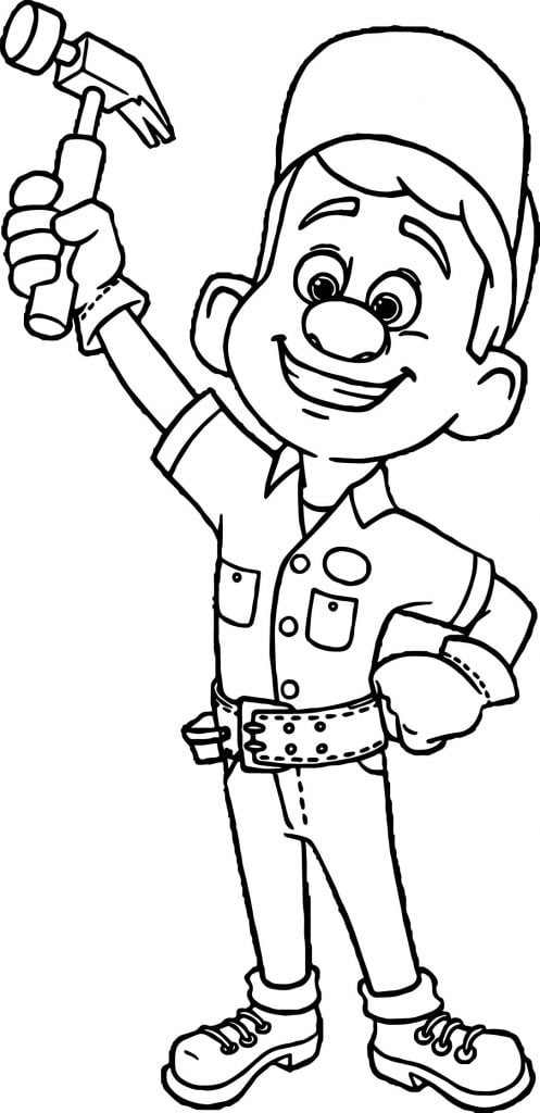 Fix It Felix Jr Boy Okey Coloring Page - Wecoloringpage.com